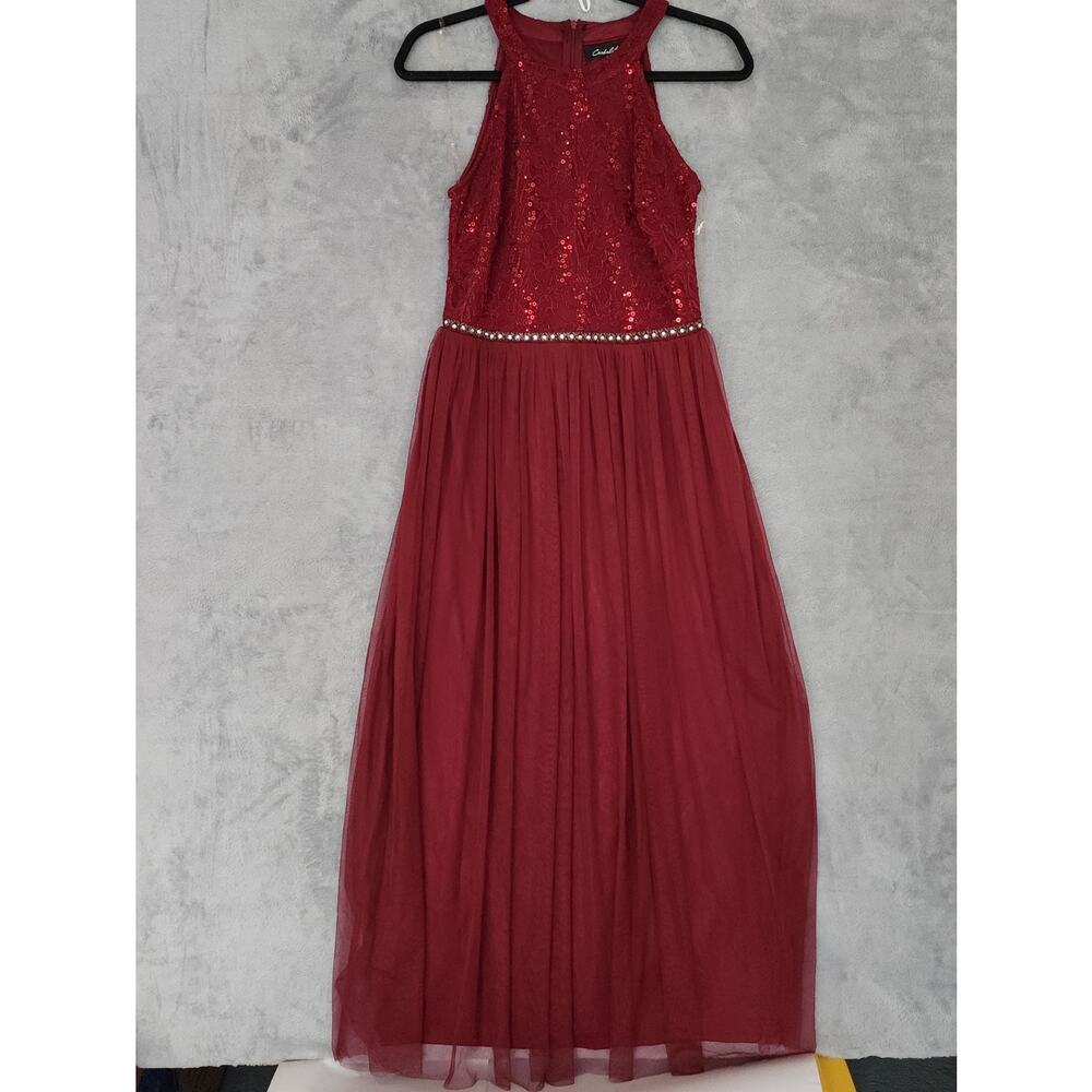 Candalite Red Sequin Dress Tulle Prom Formal Date Night Romantic Minimalist